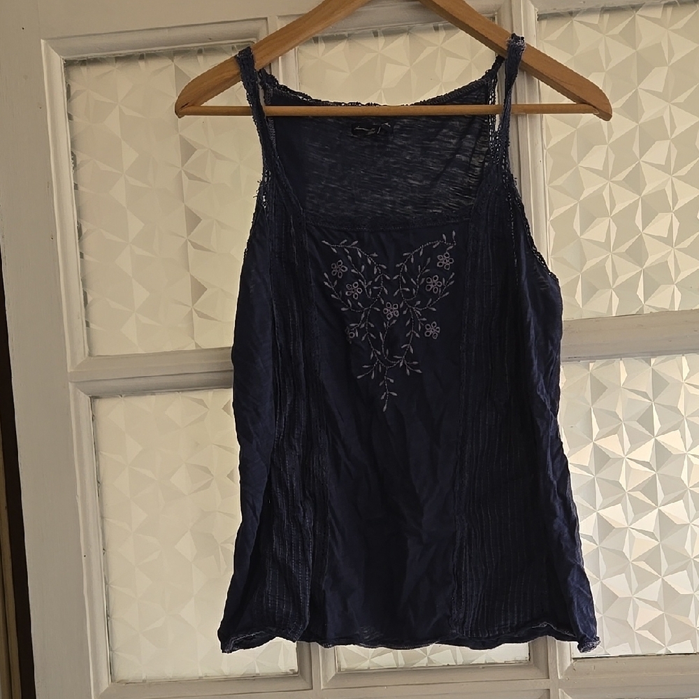 Blue Embellished Floral Camisole